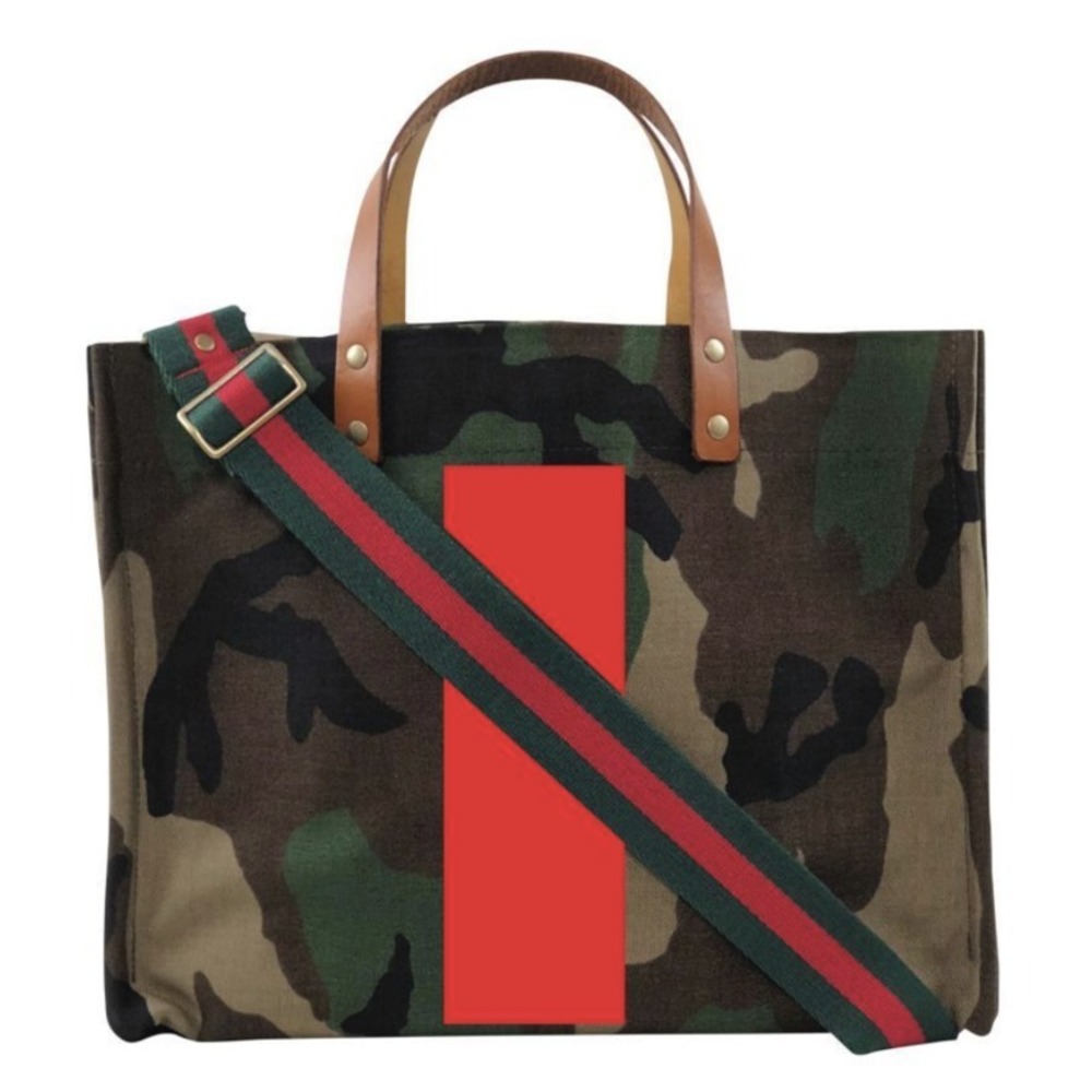 Parker Thatch Mimi Medium Camo Red Stripe Tote Bag Handbag